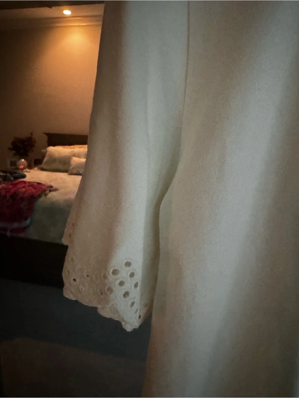 J. Crew Cream Eyelet-Trim Short Sleeve Top